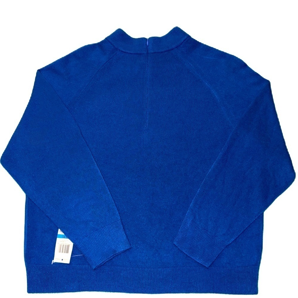 NWT Karen Scott PXL Mock Neck Sweater Deep Pacific Blue Women 1/4 Zip Back Comfy - Picture 2 of 4